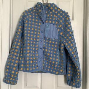 Cozy Blue and Yellow Checkered Teddy Jacket
